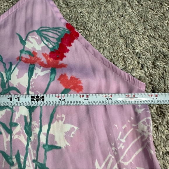 Josie Natori meadow sunrise pajama and robe set Small purple floral satin tank - Picture 13 of 16